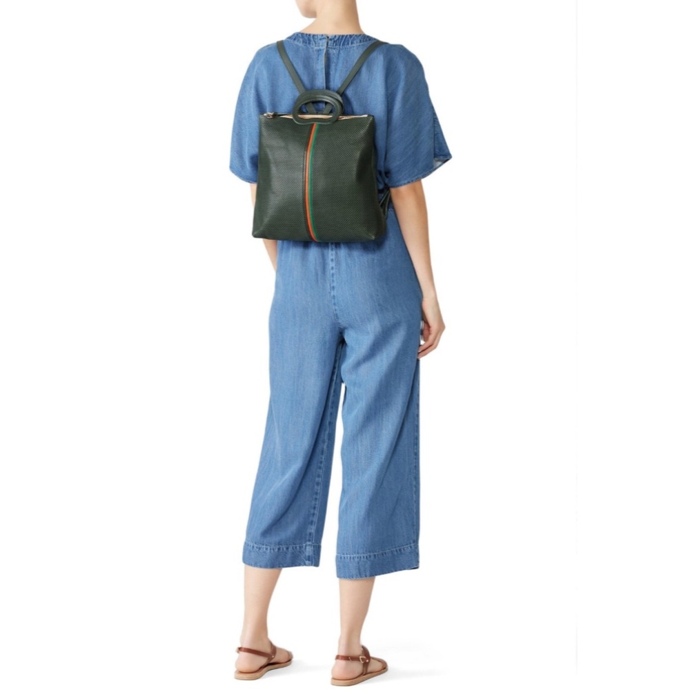 Clare V. Perforated Marcelle Backpack in Green - Picture 3 of 15